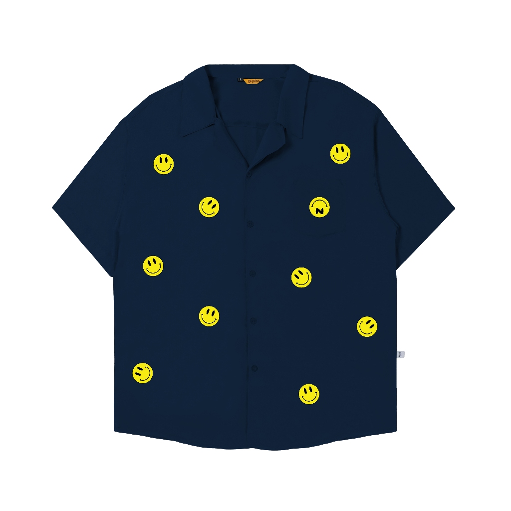 KEMEJA Navy Million Smile เสื้อเรยอน/เสื้อฟรีสติกเกอร์ชื่อ Society