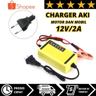 CAS CASAN AKI MOTOR MOBIL 12V 2A 12V/12A PORTABLE OTOMATIS CHARGER ACCU CARGER AKI PORTABLE MOTOR MOBIL