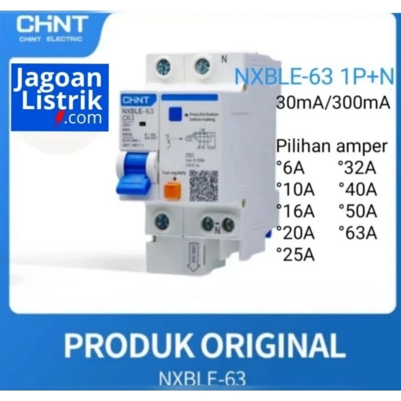 Rccb / ELCB / RCBO CHINT NXBLE-63 1P+N 6kA30mA/300mA 6A 10A 16A 20A 25A 32A 40A 50A 63A CHINT ORIGIN
