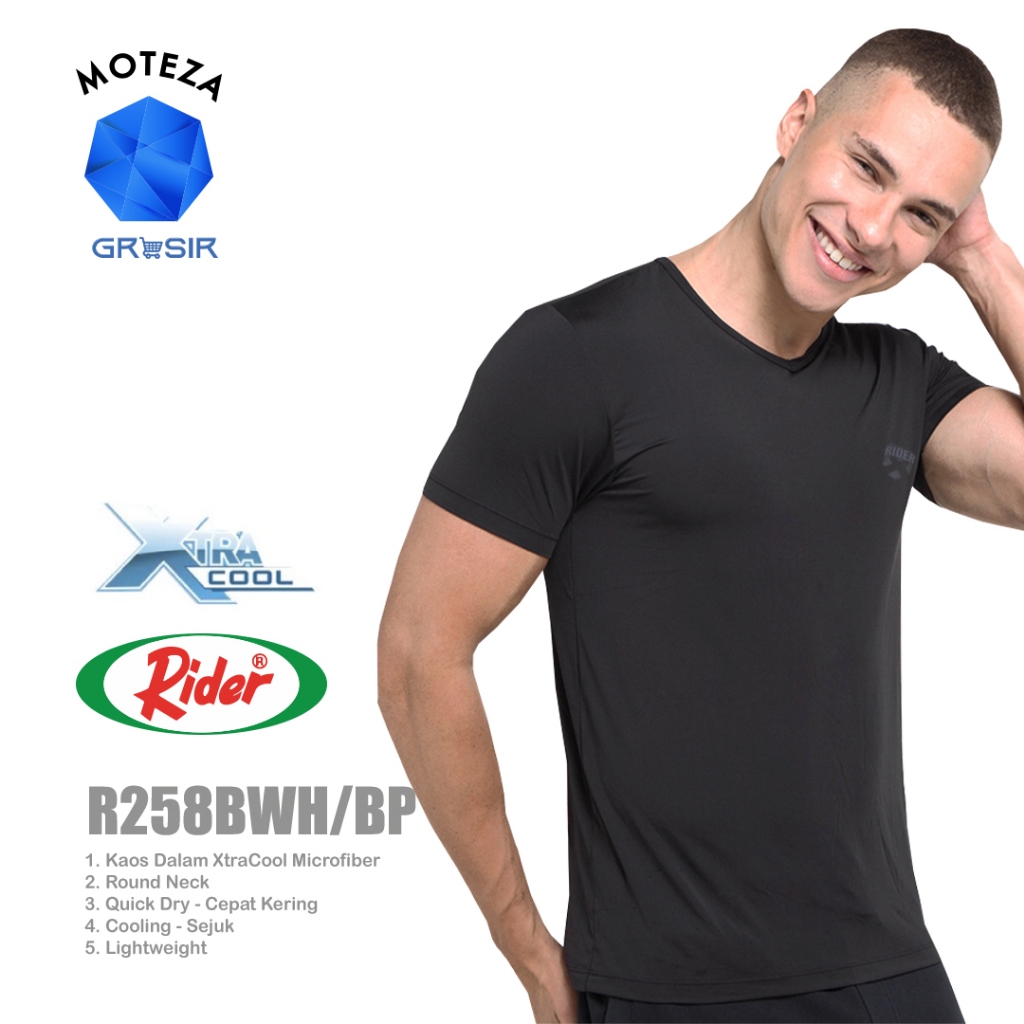 ขายส่ง [Min 3 ชิ้น] RIDER R 258 BW - เสื้อกล้ามผู้ชาย Xtracool - คอกลม | เอสเอ็มแอล เอ็กแอล