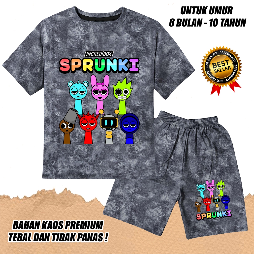 KATUN BOYS SHORT-SLEEVED DENIM JEANS SET, เสื้อยืด BOYS AND GIRLS, DTF COTTON SPRUNKI