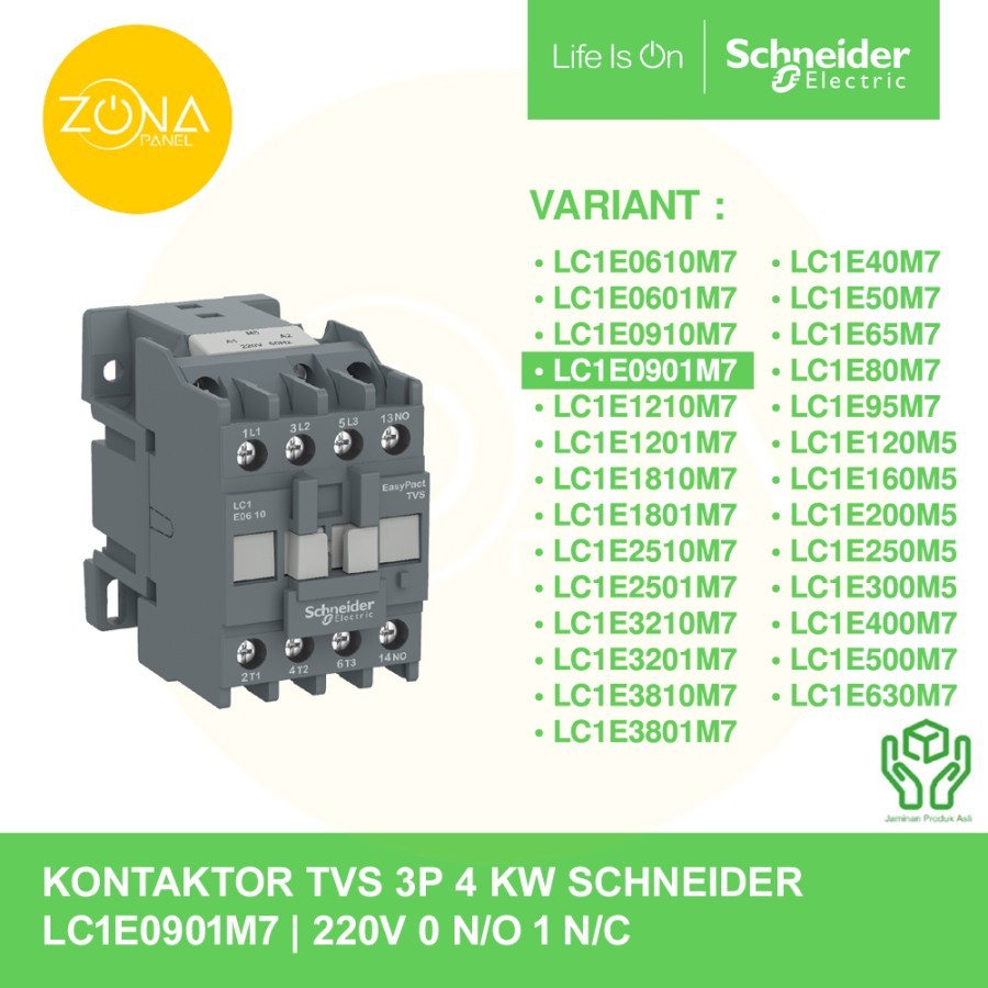 ทีวี 3P SCHNEIDER LC1E0901M7 LC1E09 220V ORIGINAL CONTACTOR