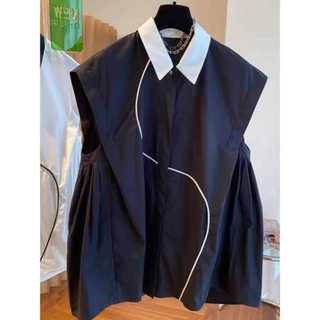 SSEOLSHOP - Belya kemeja list depan tanpa lengan oversize / Vest polos outer wanita korean style bahan rayon premium 2026