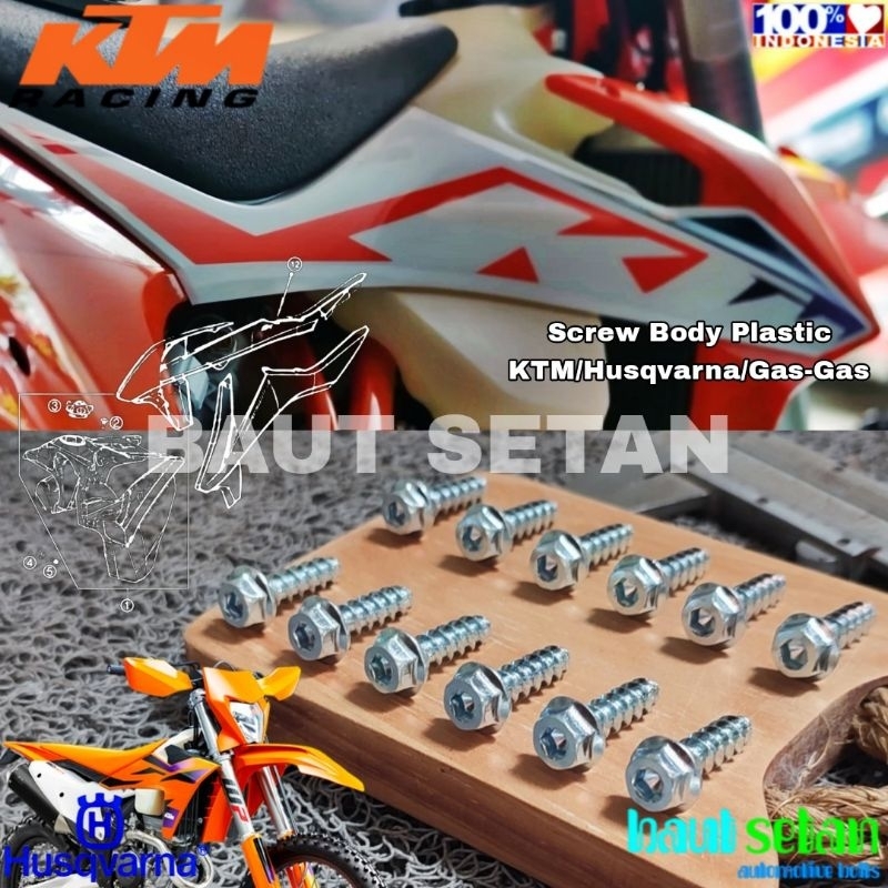 KTM/Husqvarna/GASGASGAS Body Screw Bolts (สองโหมดคีย์) Hardnes Steel 12 ชิ้น
