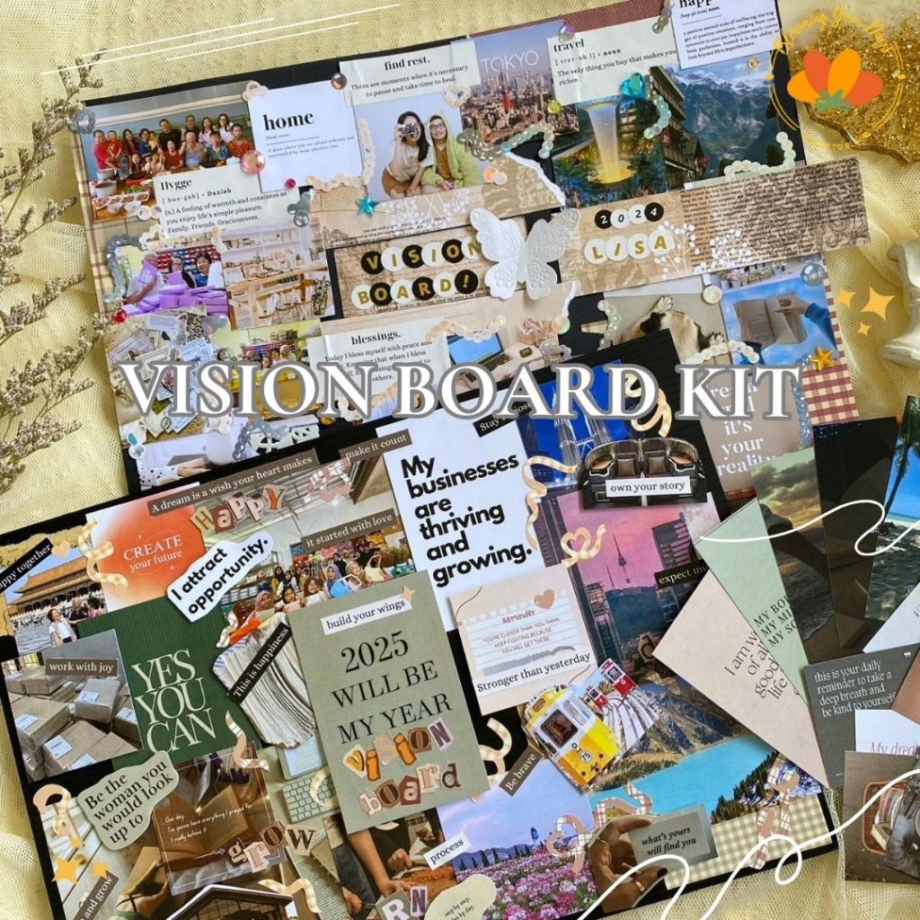 Blooming Your Days Vision Board 2026 กระดานวางแผนกระดานวางแผนกระดานฝันสมุดภาพบันทึก