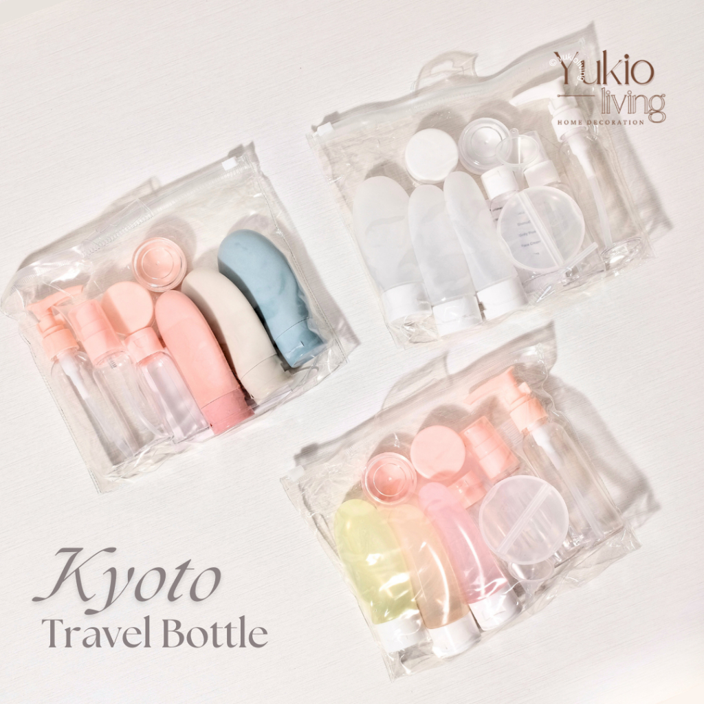 Yukio Kyoto Travel Bottle - 12in1 Travel Set Soap Shampoo Lotion Skincare Toiletries Kit Bottle