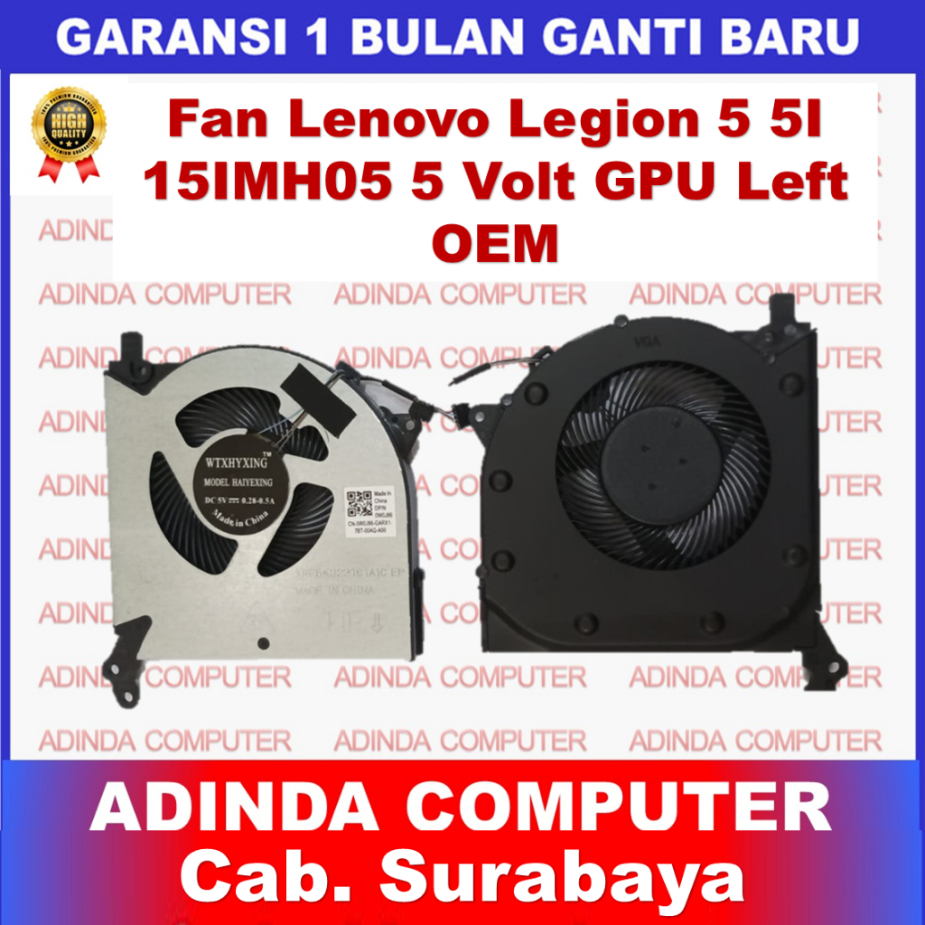 พัดลม Lenovo Legion 5 5I 15IMH05 5-15ARH05 R7000 Y7000 (2020) GPU 5 โวลต์