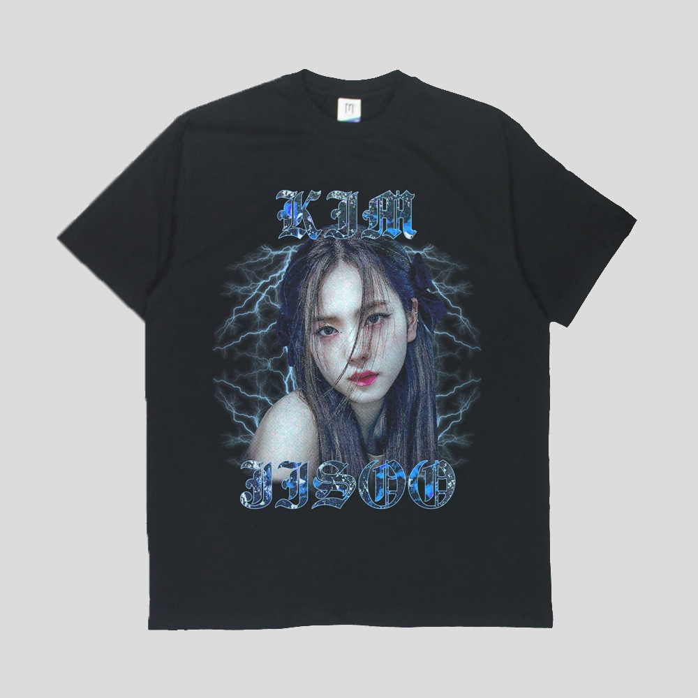 KIM JISOO เสื้อยืดแร็พ Cotton Combed Merchandise เสื้อยืด
