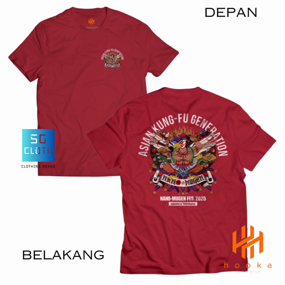 ASIAN KUNG-FU สามัญ HOOKA Distro เสื้อยืดพรีเมี่ยม AKFG Asian kungfu Generation Nano Mugen Fest 2025