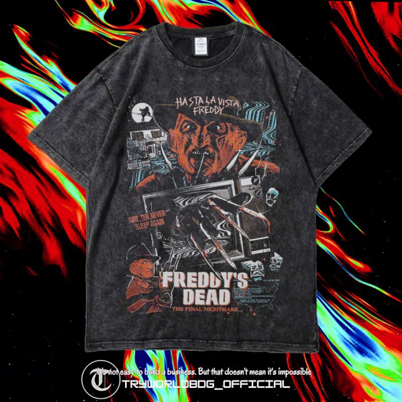 TRYWORLDG เสื้อยืด OVERSIZED OFFICIAL "FREDDY" | เสื้อยืด WASHED | ล้างหิน | เสื้อยืด OVERSIZED | FR