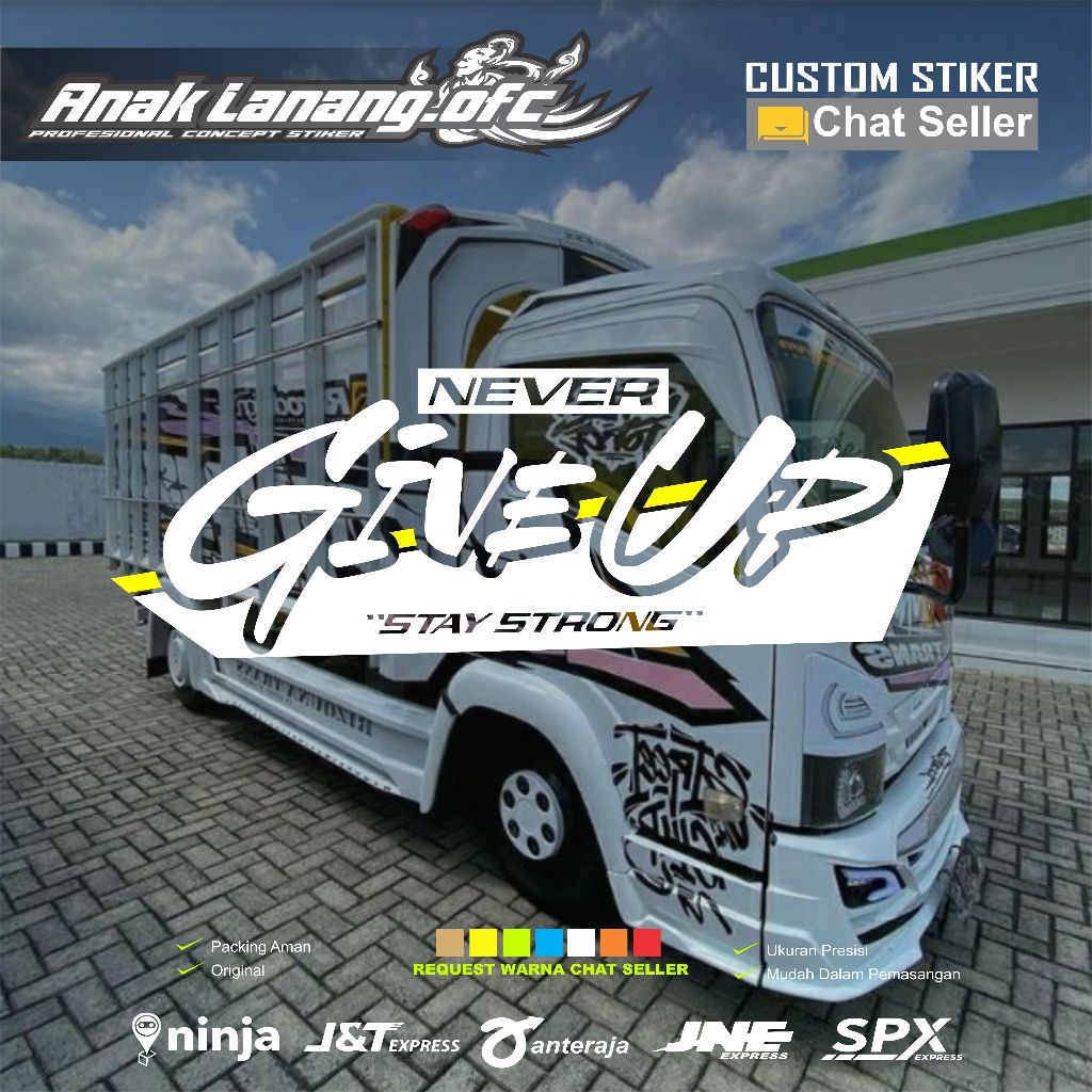 สติ๊กเกอร์กระบะ Never Give up ใหม่ล่าสุด สติ๊กเกอร์หน้าต่างกระบะ Never Give up