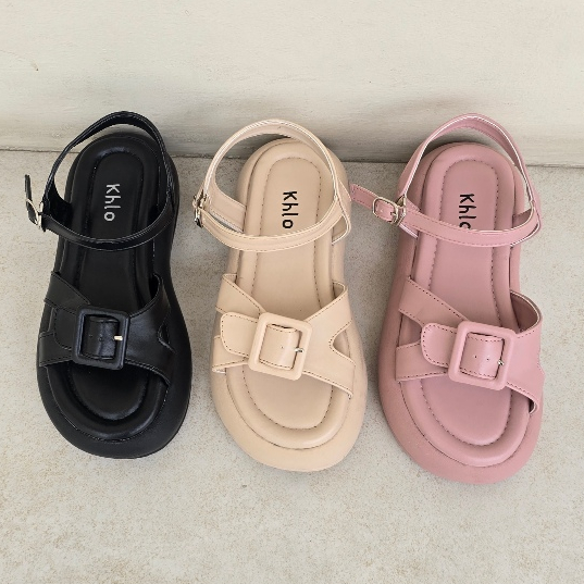 BELLEZA YUK - KHLO LEAH Premium รองเท้าแตะเด็กผู้หญิง 5 ซม.สายรัดด้านหลังอายุ 6 ถึง 10 ปี Beleza รอง