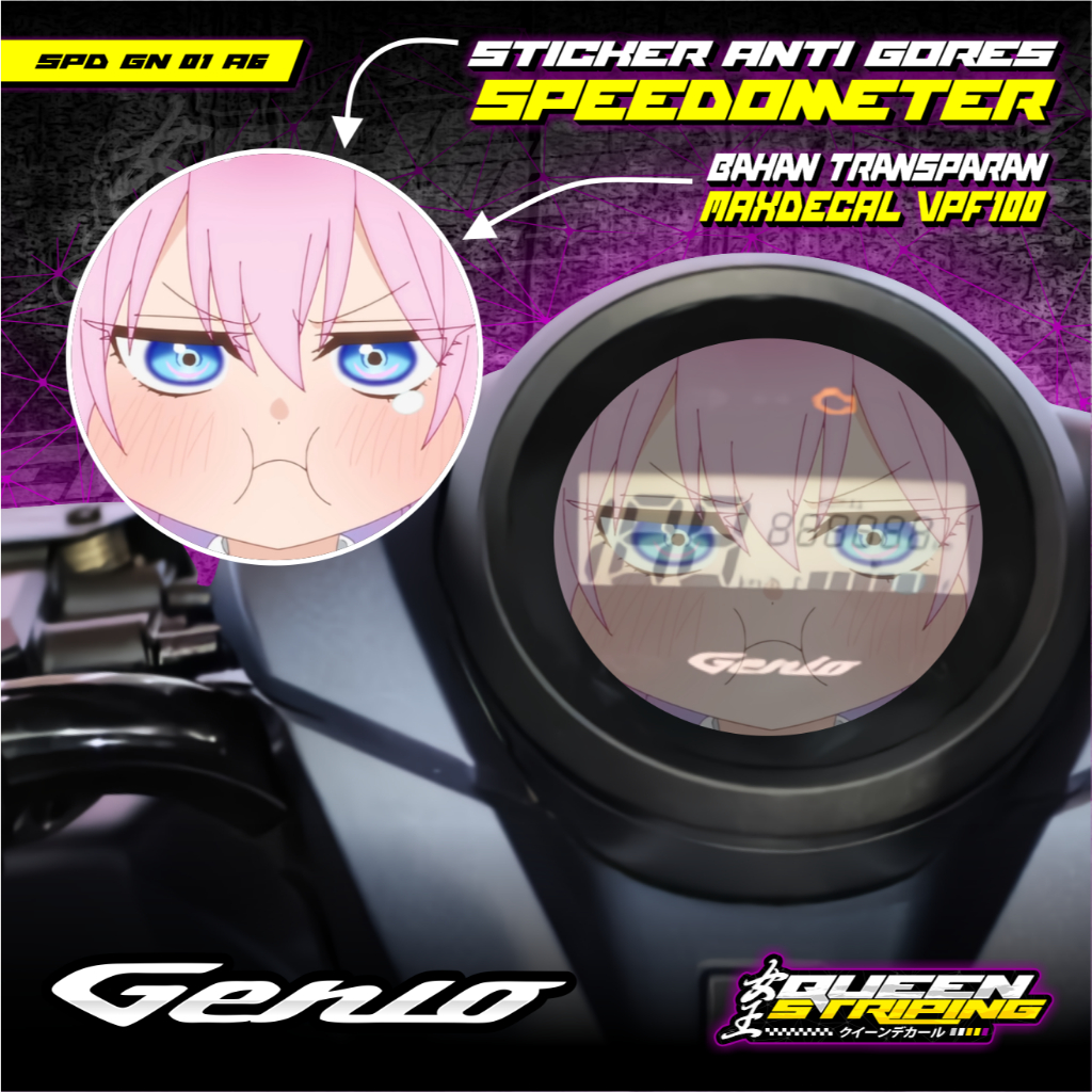 Genio Motorcycle Speedometer Accessories Sticker, Anime Variation of Shikimori San Character - SPD