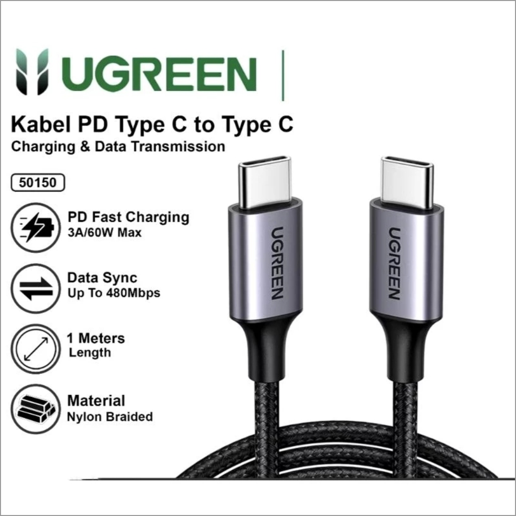 Ugreen 70427 50150 Usb Type C ถึง Type C Power Delivery 100W สายชาร์จเร็ว