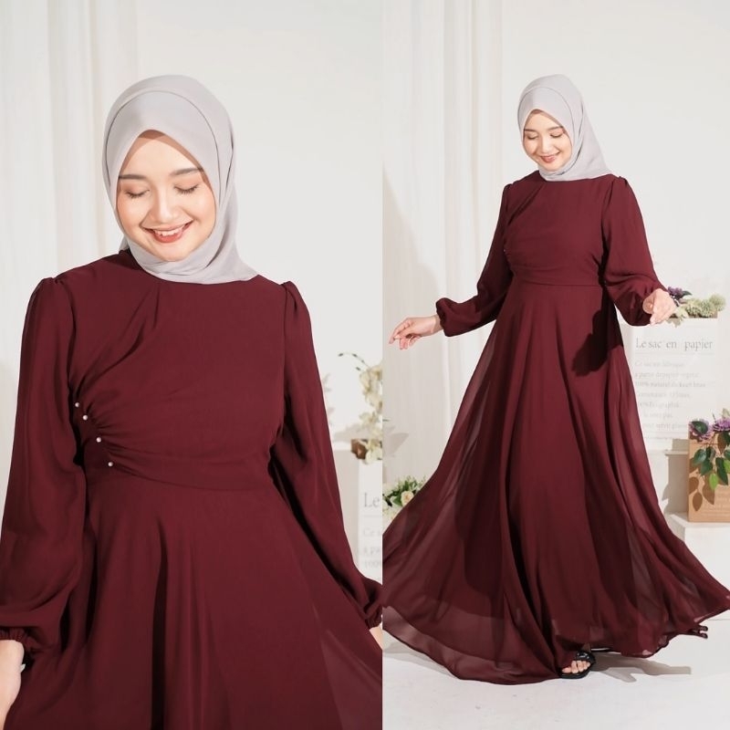 Ceruty Babydoll Dress Naomi Viral Dress ชุดแต่งงาน Elegant Luxury Party Dress Simple Official Dress