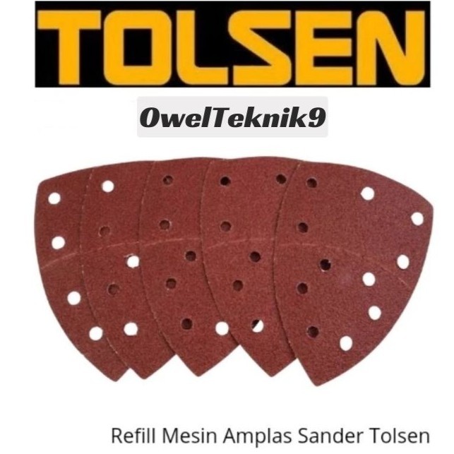 OwelTeknik9 - Tolsen Sander รีฟิล/กระดาษทรายสามเหลี่ยมเติม/แผ่นเลื่อนสําหรับปาล์มรายละเอียด Sander T