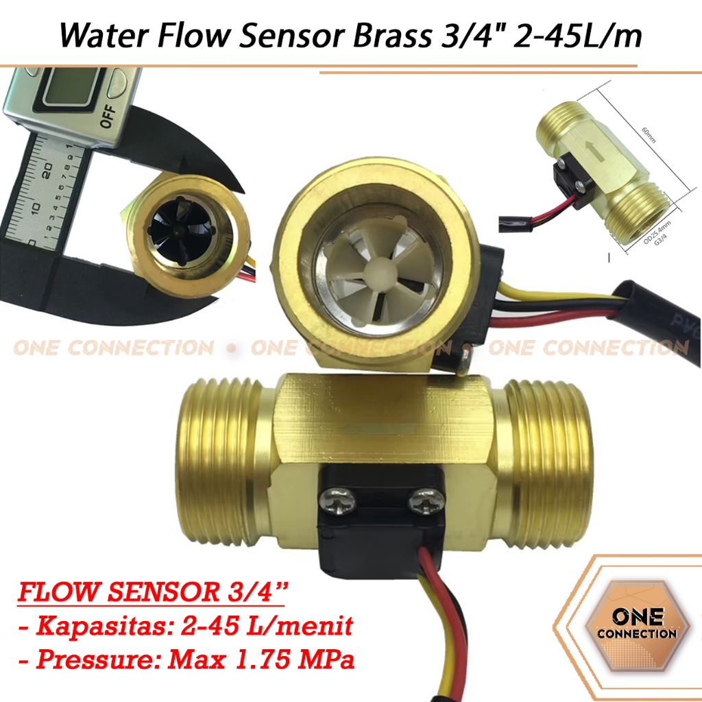 เซ็นเซอร์การไหลของน้ํา ทองเหลือง 3/4" / Flow Sensor ทองเหลือง 3/4" /flow 1-30L/m