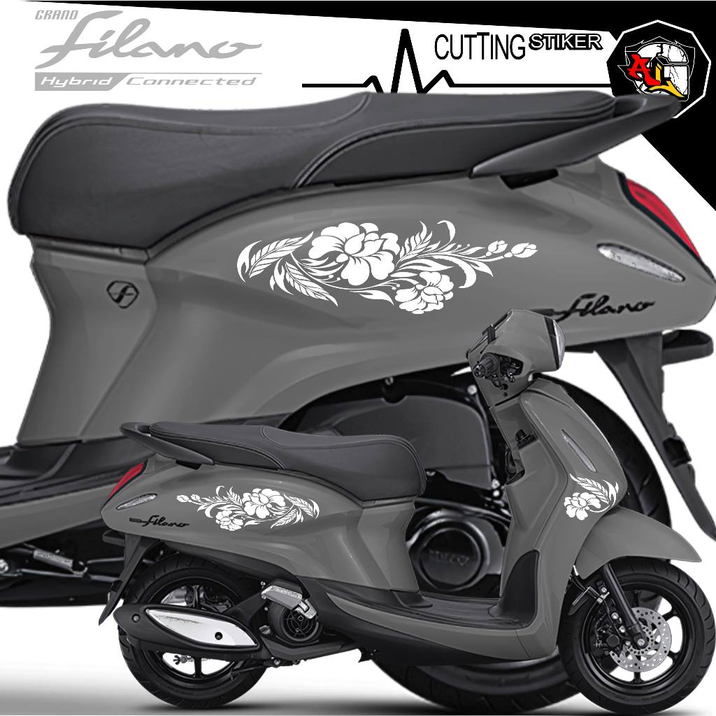 GRAND FILANO FLOWER STRIPING/CUTTING STICKER/496A/MOTORCYCLE STICKER/STRIPING,KERETA/FLOWER SILHOUETTE STICKER