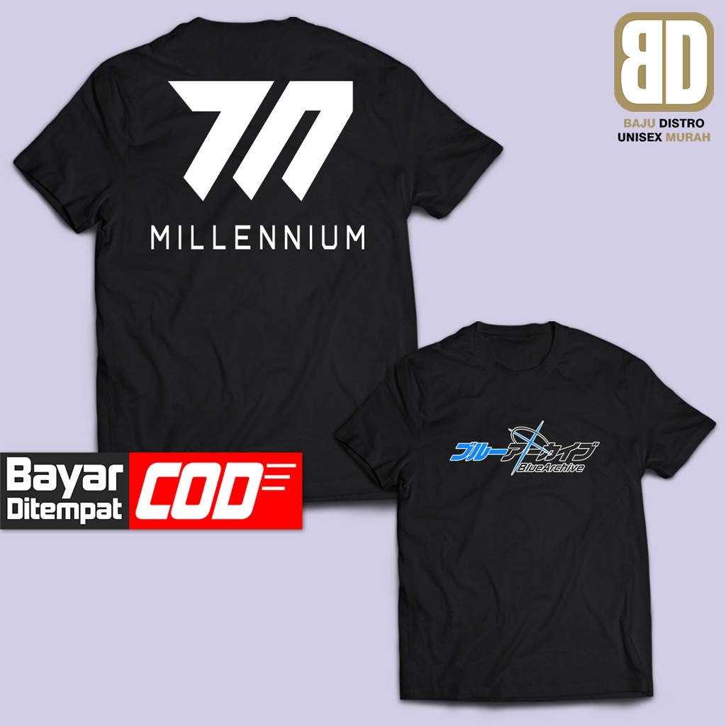 อะนิเมะเสื้อยืด MILLENIUM HIGHSCHOOL BLUE ARCHIVE มังงะ Tshirt Unisex ญี่ปุ่น BRAIN CLOTHES