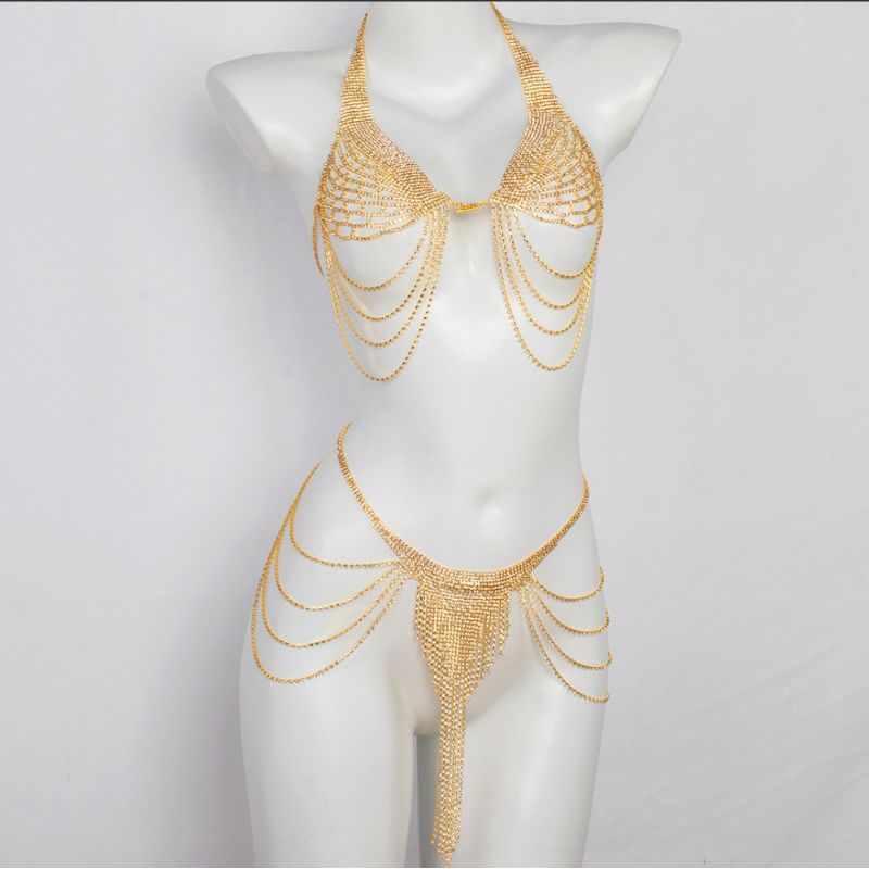 BC07 Body Chain ผู้หญิง rhinestone Body Chain กลิตเตอร์ปาร์ตี้