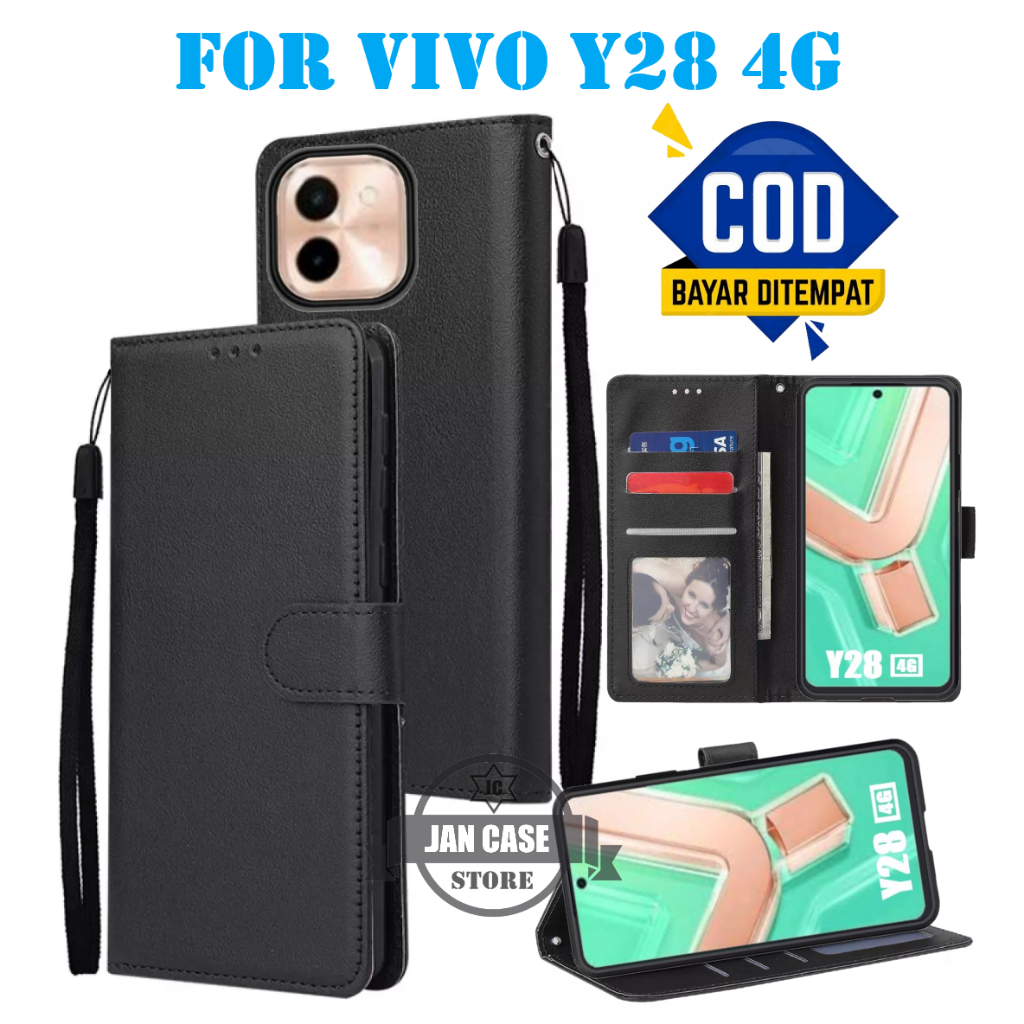 เคสหนัง PREMIUM VIVO Y28 4G FLIP COVER WALLET สามารถเปิดและปิดและตั้ง