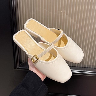 sandal semi sepatu menutup / Sandal Flat Wanita  Sepatu wanita fashionable gaya Korea  Motif Kait Fashion Sepatu