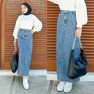 High Waist Rok Jeans Theana Skirt Panjang