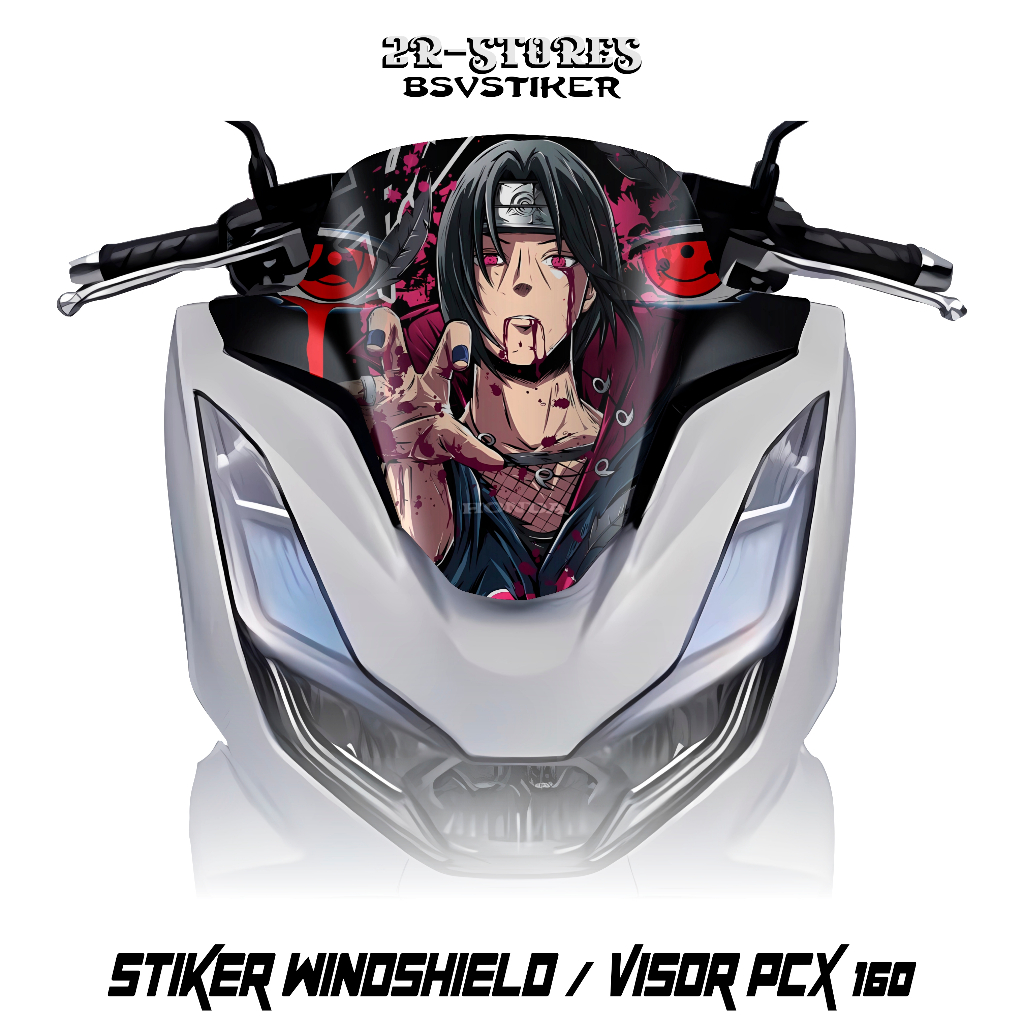 Honda Pcx New 160 Visor Sticker Itachi Image Motif (2) / Stock Pcx 160 Anime Windshield Sticker