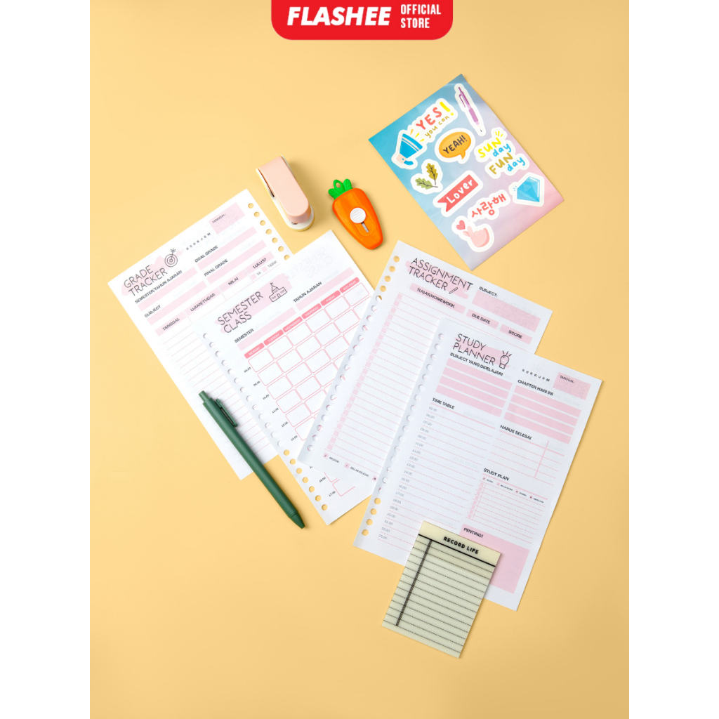 Flashee Loose Leaf Study Planner Student Study Planner A5 B5 Binder เนื้อหา