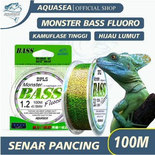 AQUASEA Tali Pancing  Bass FLUOROCARBON 100M Warna Hijau Lumut Senar Pancing Fishing Lin Sangat kuat