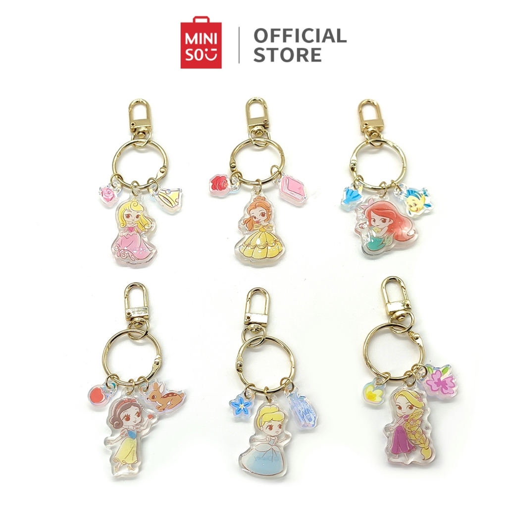 Gantungan MINISO TOY - MINISO x พวงกุญแจเจ้าหญิงดิสนีย์ พวงกุญแจอะคริลิค Clear Hasp Gold