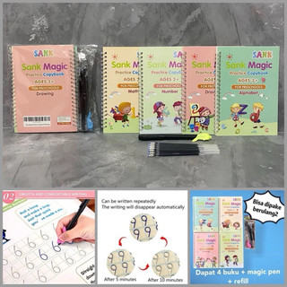 Sank Magic Book Buku Ajaib Belajar Menulis Anak 1 Set 4 Buku + Pulpen