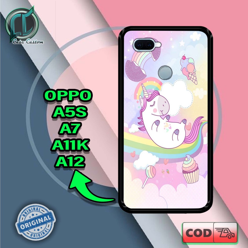 เคส OPPO A7/A5S - Fashion Case153 Hardcase 2D Glossy - CUSTOM CASE - [UNICORN MOTIF] - เคสเงา - เคสโ