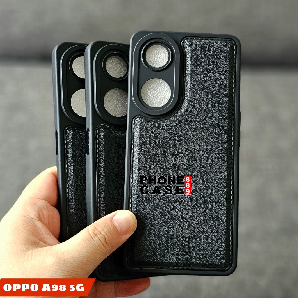 OPPO A98 CASE LEATHER PRO BLACK CASE สีดํา OPPO A98
