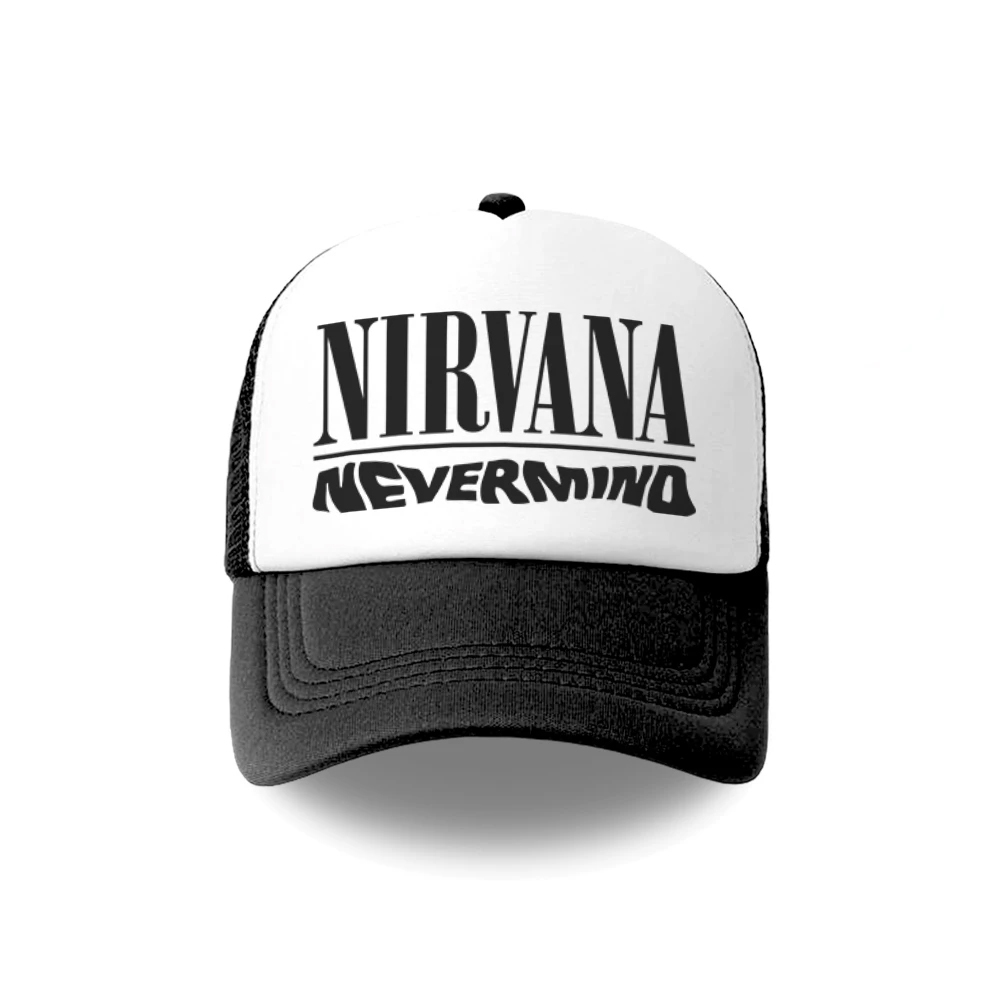 Nirvana Net Trucker Mens Grunge Kurt Cobain Band Logo Net Hat Music Fashion Accessories