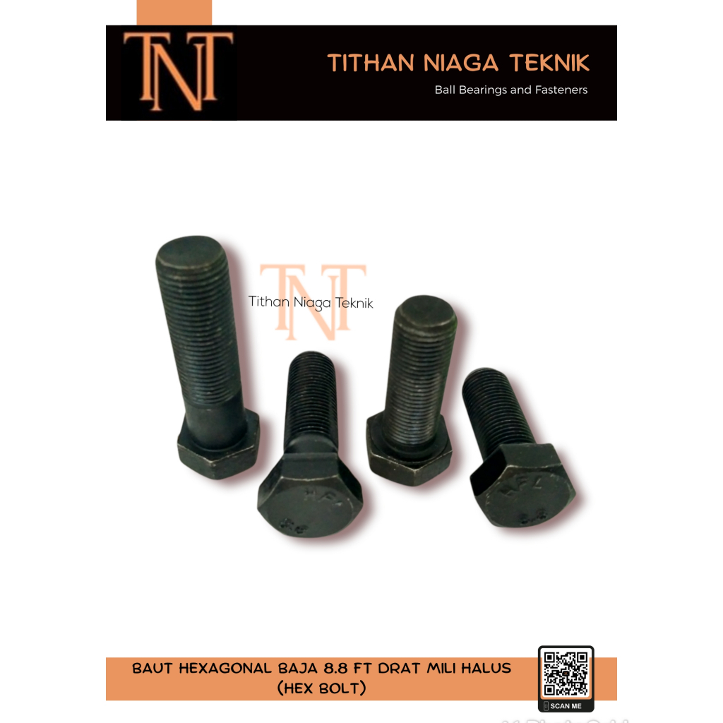 M27 DRAT / PITCH 3.0 ; BLACK STEEL HEX BOLT GRADE 8.8 / 10.9 ; M27 x 60 / 70 / 75 / 80 / 90 / 100 / 