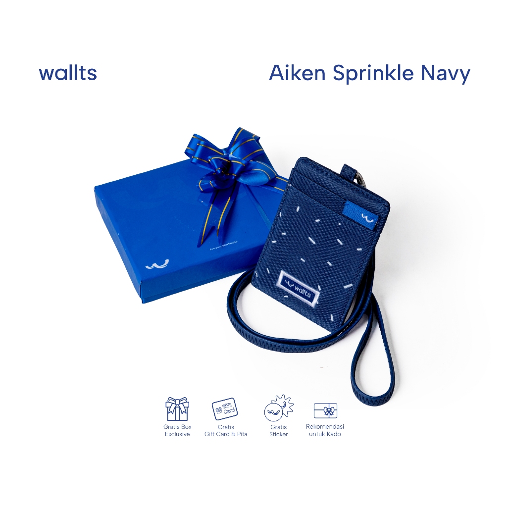 Wallts Aiken Sprinkle Navy - การ์ด Id ป้ายชื่อเชือกเส้นเล็ก