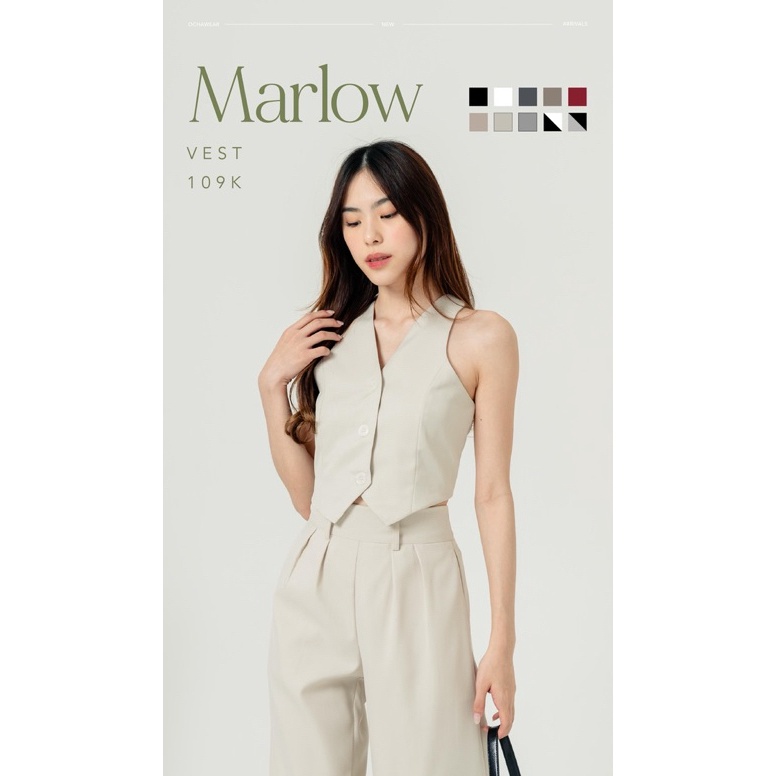 รหัส M22K Marlow Vest Ocha Wear Premium Basic Top Quality Womens Tops Vneck Crop Vest