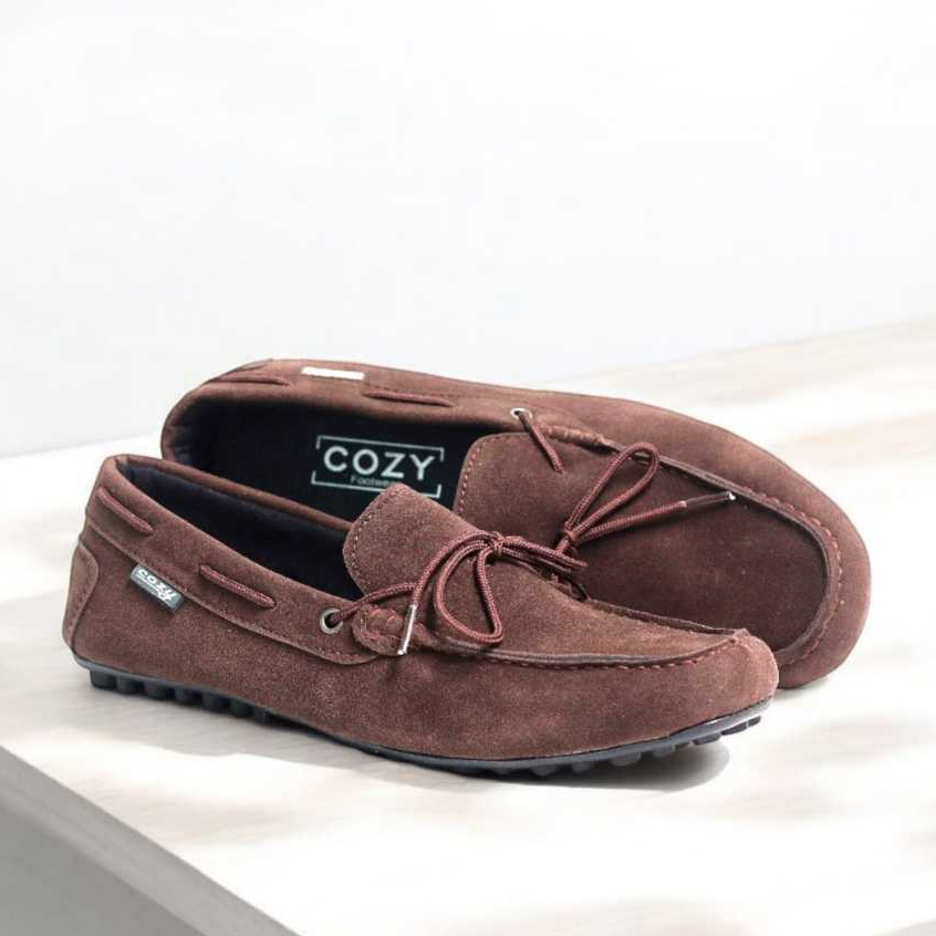 Portibee Okasan Slip On Moccasin รองเท้าอย่างเป็นทางการ Casual สีน้ําตาลผู้ชาย & 39; s Suede Slide L