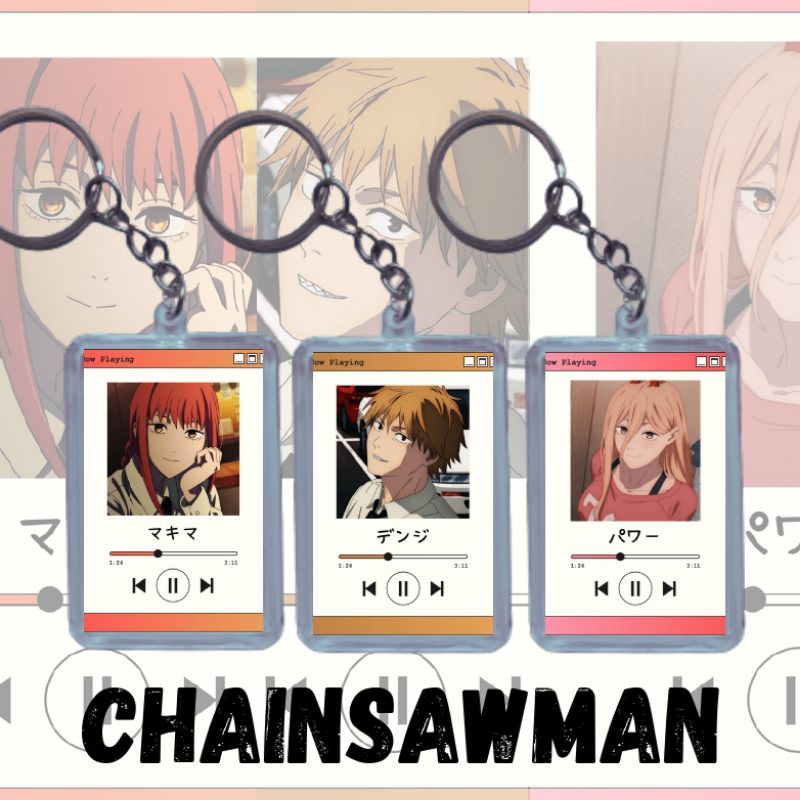 GANTUNGAN Chainsaw Man พวงกุญแจอะคริลิคฟรีสติ๊กเกอร์