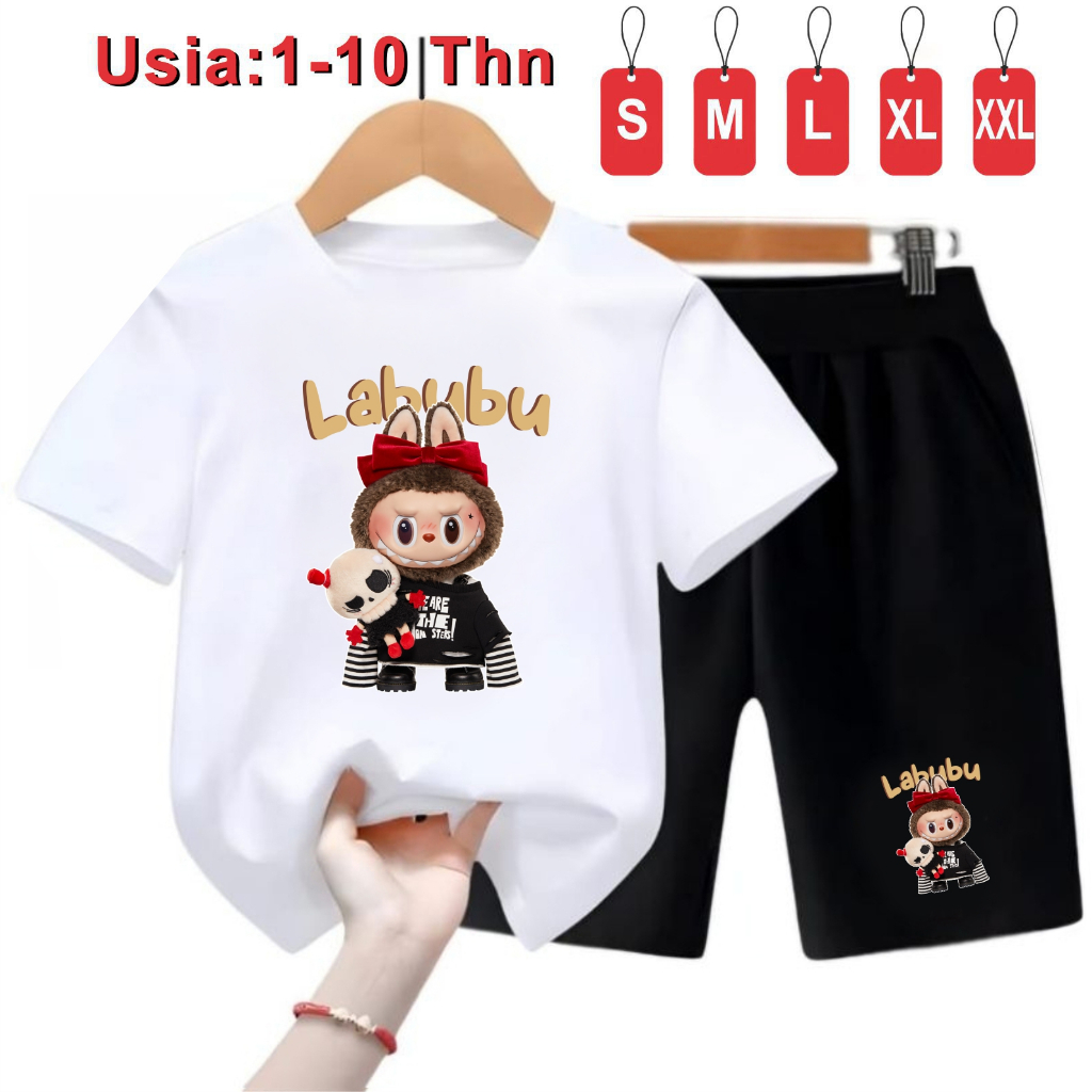 Labubu Tycoco The monsters Suit เสื้อยืดสําหรับเด็กอายุ 1-10 ปี วัสดุ Babyterry