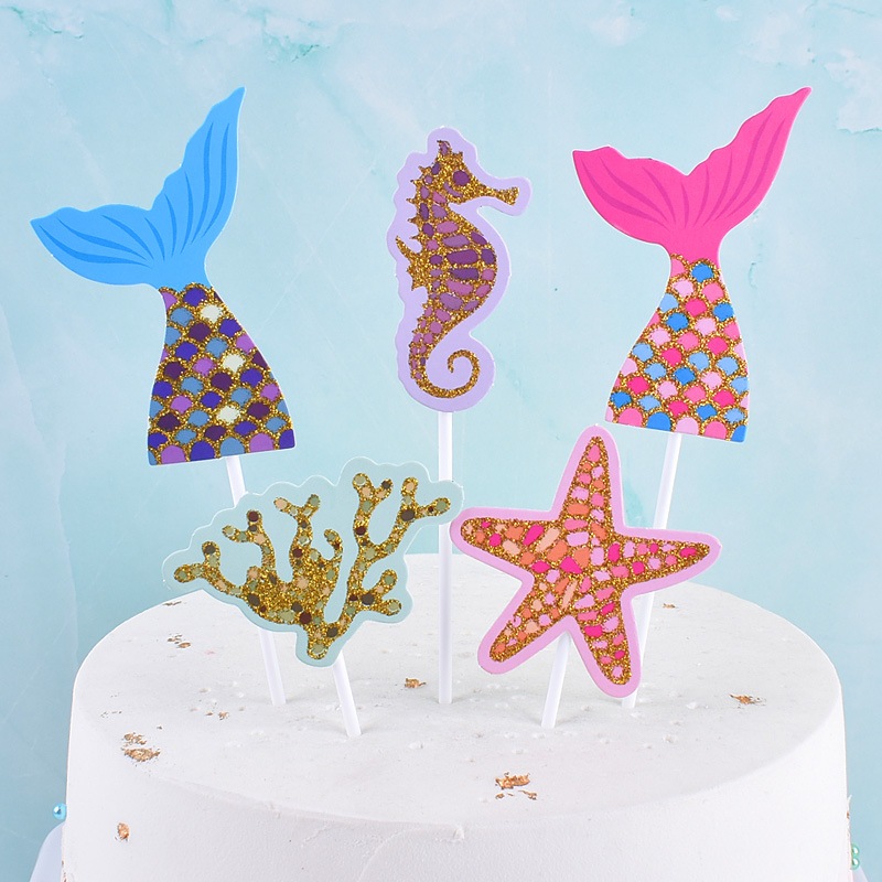 MERMAID TAIL SEA CAKE TOPPER SET MERMAID TAIL CAKE DECORTATIONS วันเกิดของขวัญ PARCEL