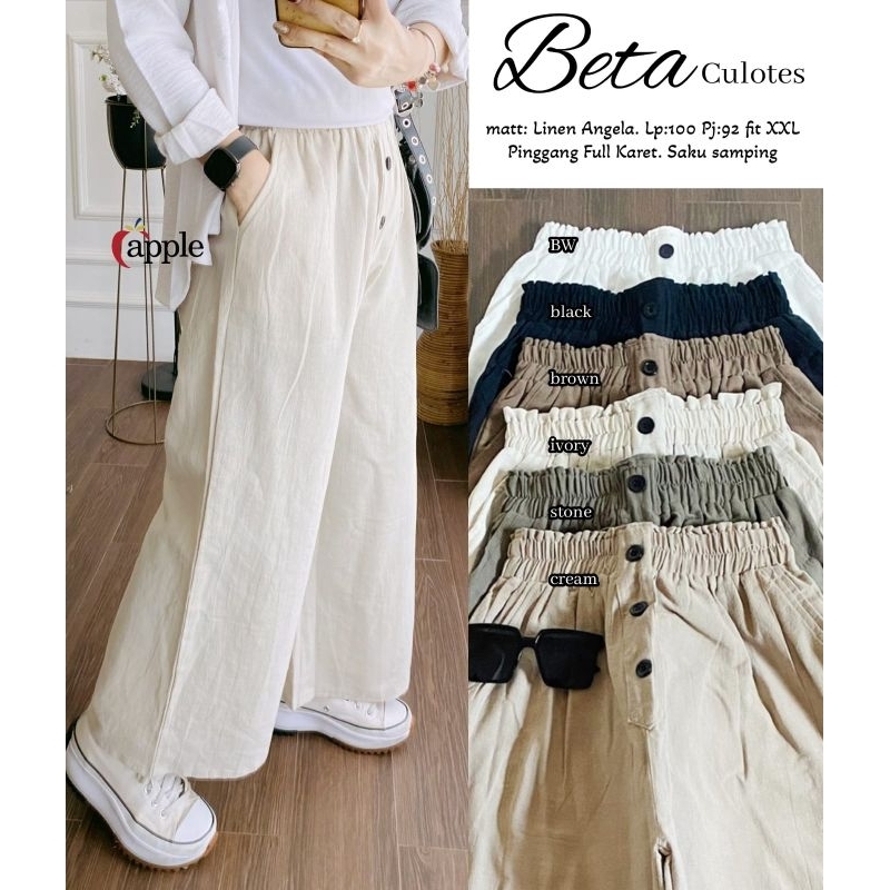 Beta Pant Culotes Jumbo Kulot Linen (Apple) ขายดี