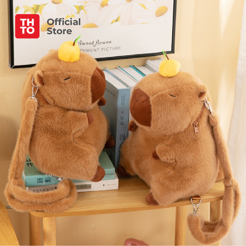Thto Unisex Womens 3d Sling น่ารักนําเข้า Capybara Fur Bag กระเป๋าเป้สะพายหลัง A103