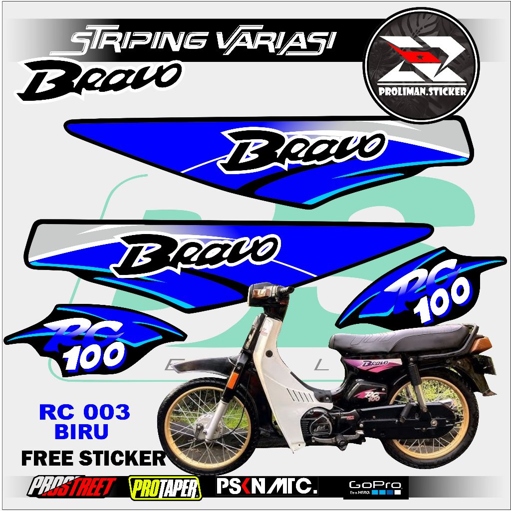 SUZUKI BRAVO RC100 MOTORCYCLE VARIATION STRIPING STICKER / SUZUKI BRAVO RC100 MOTORCYCLE STRIPING LI
