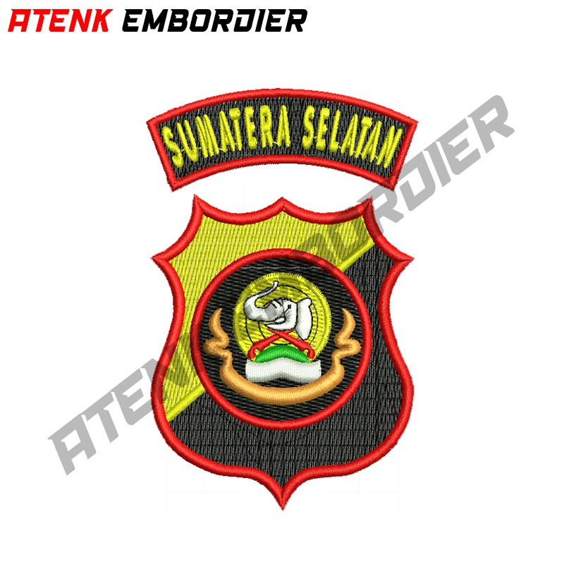 South Sumatraภูมิภาคตํารวจโลโก้เย็บปักถักร้อยนูน / 3D EMBROIDERY FULL THREAD