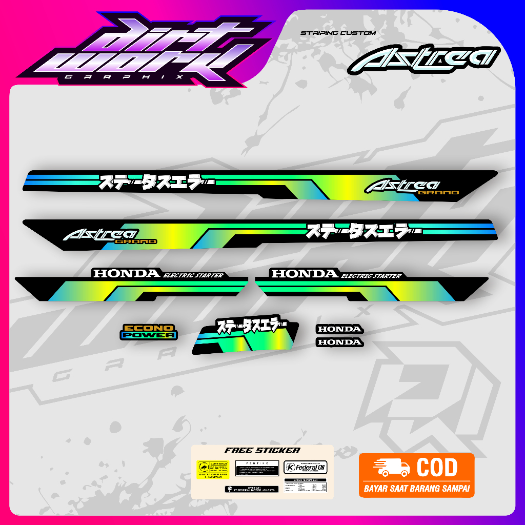 ใหม่ STRIPING VARIATION HONDA ASTREA SIMPLE HOLOGRAM GLOSSY BY drtwork.graphix