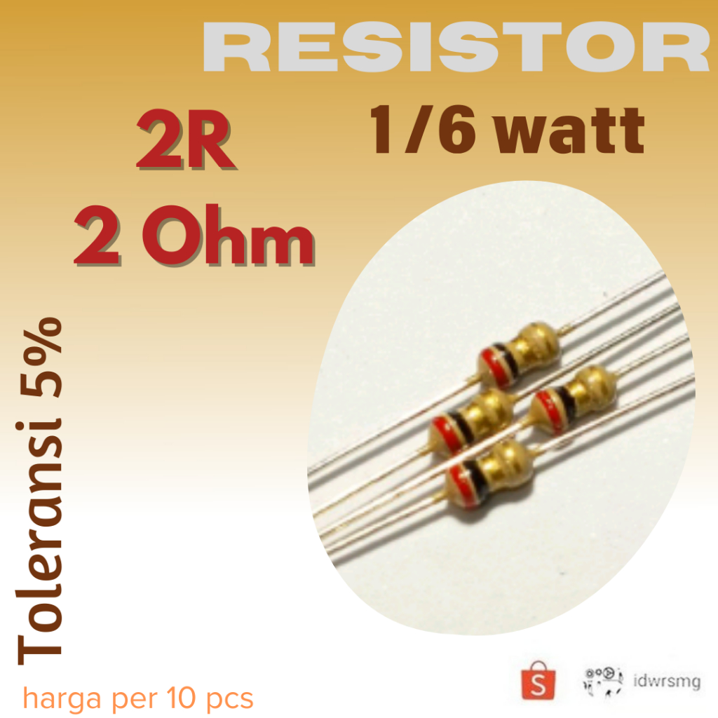 R Resistor 2R 2R Ohm 1/6w 2ohm 2 โอห์ม 1/6 วัตต์ 5%