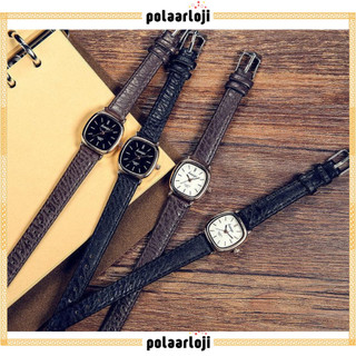 PA Jam Tangan Wanita Pria Couple Polos Casual Dial Segi Fashion Analog Quartz Simple Strap Kulit Pu Leather RM001