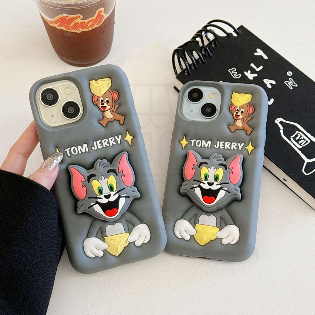 Tc01 Case Viral 3D TOM AND JERRY พร้อม Iphone XR ที่เข้ากันได้กับ Popsocket